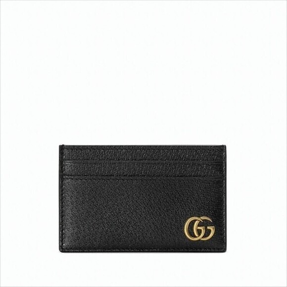 Gucci Sleek Textured Leather Card Wallet With Gold-Tone Double-G Accent - NWT